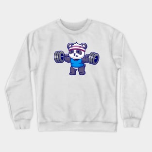 Cute Panda Lifting Barbell Cartoon Crewneck Sweatshirt